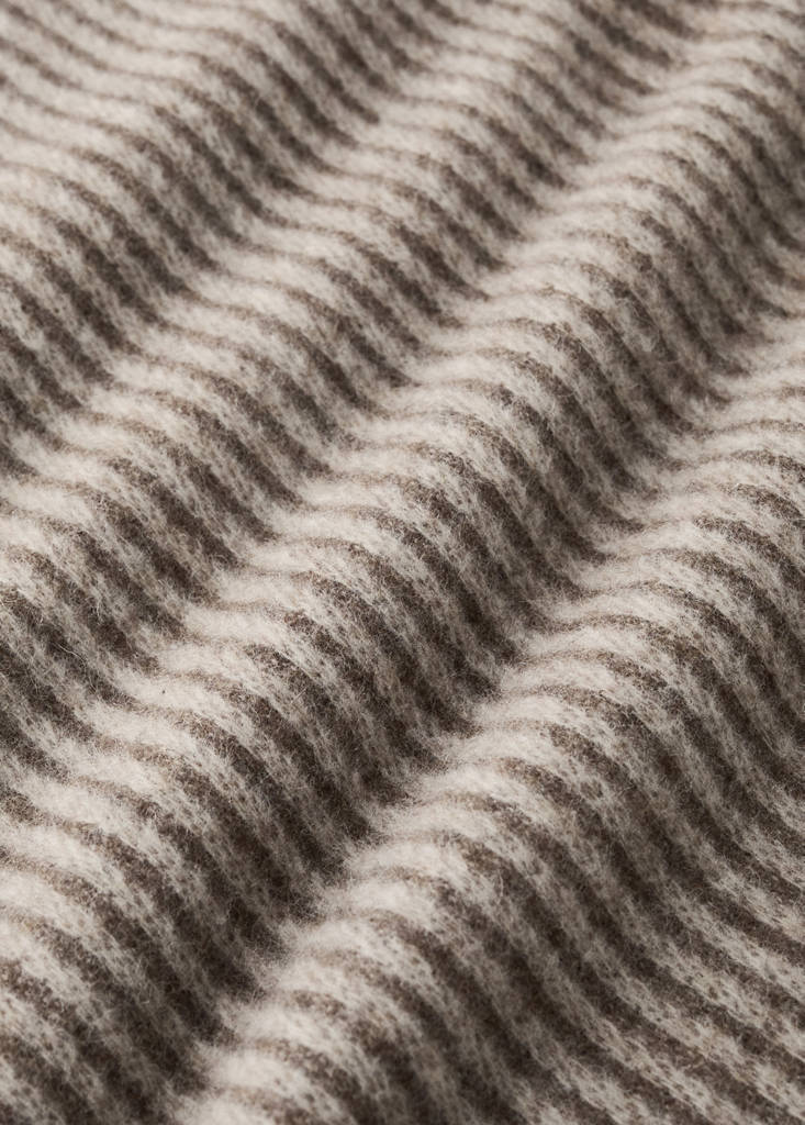 Striped wool blanket with fringe detail — Light/Pastel Brown