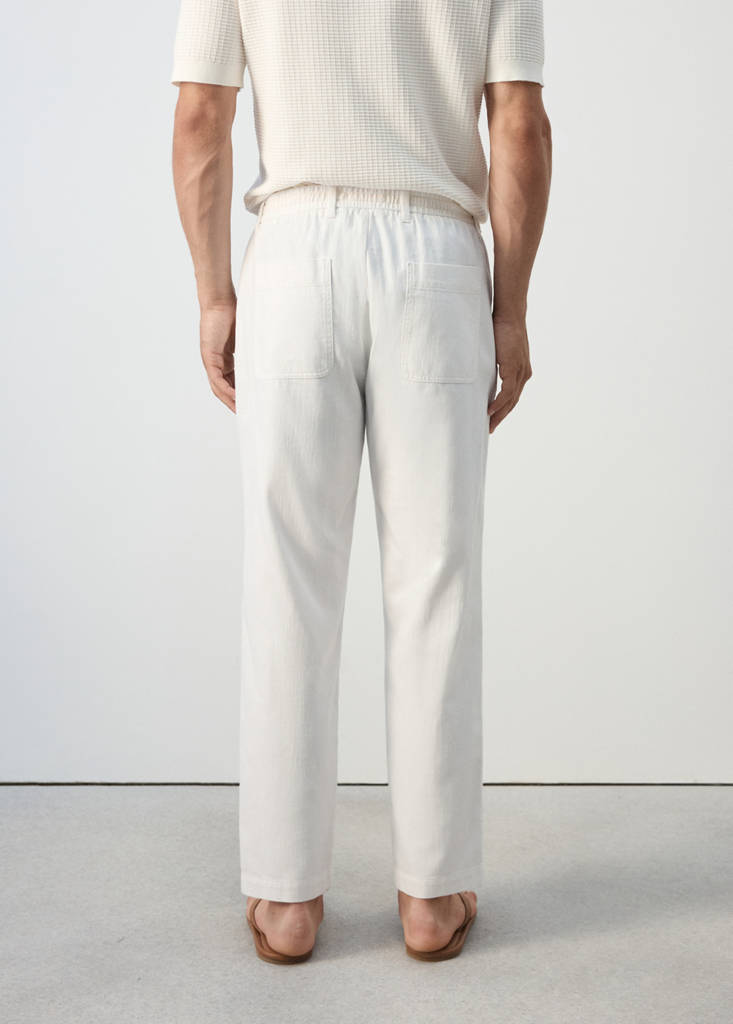 Relaxed fit cotton-linen blend trousers — Off White