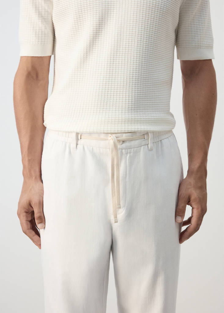 Relaxed fit cotton-linen blend trousers — Off White
