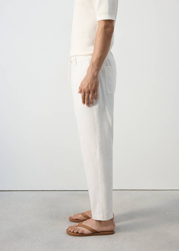 Relaxed fit cotton-linen blend trousers — Off White