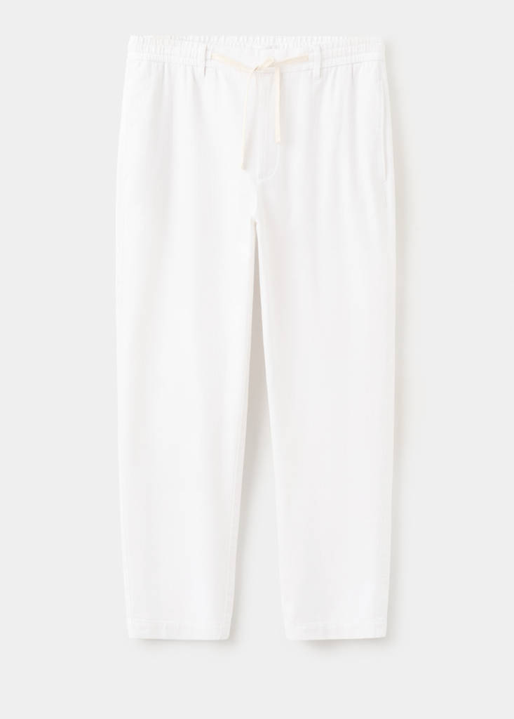 Relaxed fit cotton-linen blend trousers — Off White