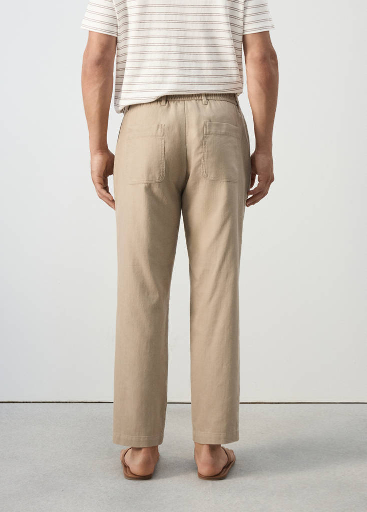 Relaxed fit cotton-linen blend trousers — Beige