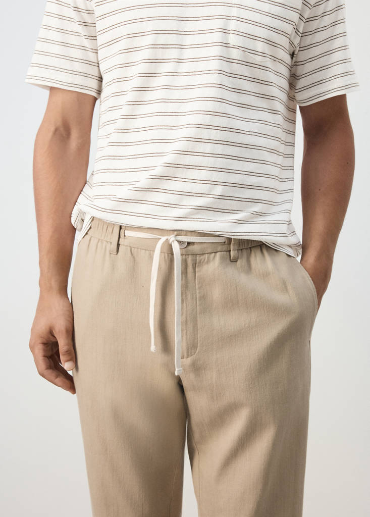 Relaxed fit cotton-linen blend trousers — Beige