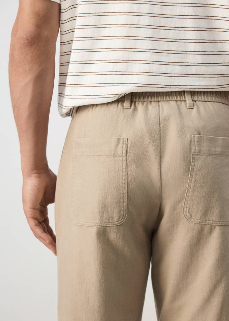 Relaxed fit cotton-linen blend trousers — Beige