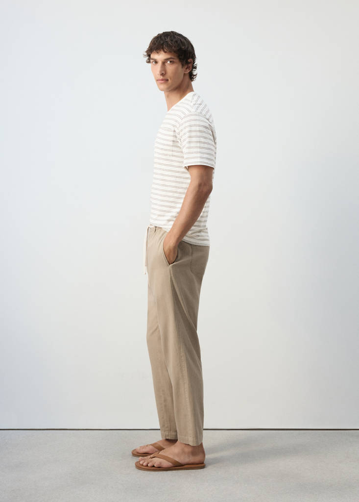Relaxed fit cotton-linen blend trousers — Beige