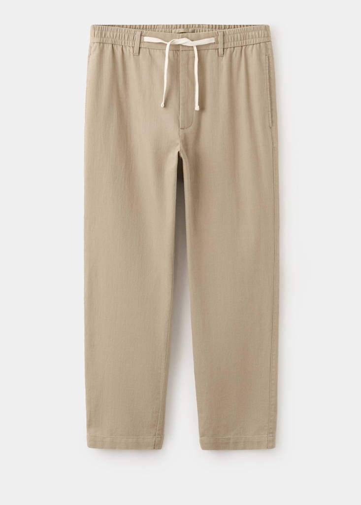 Relaxed fit cotton-linen blend trousers — Beige