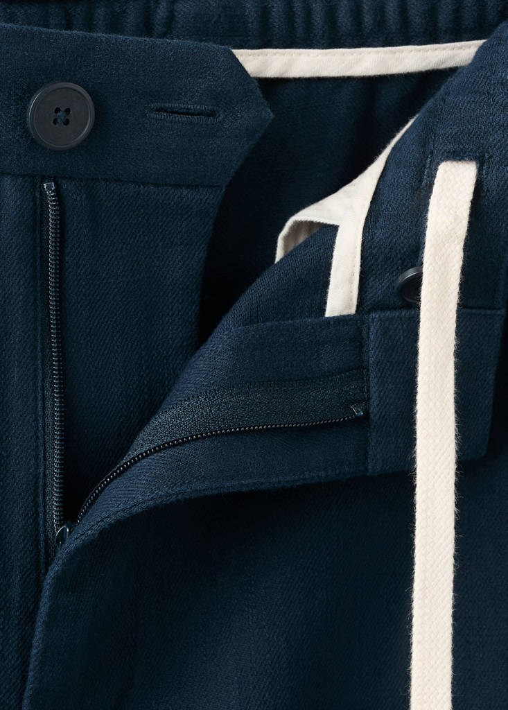 Relaxed fit cotton-linen blend trousers — Navy