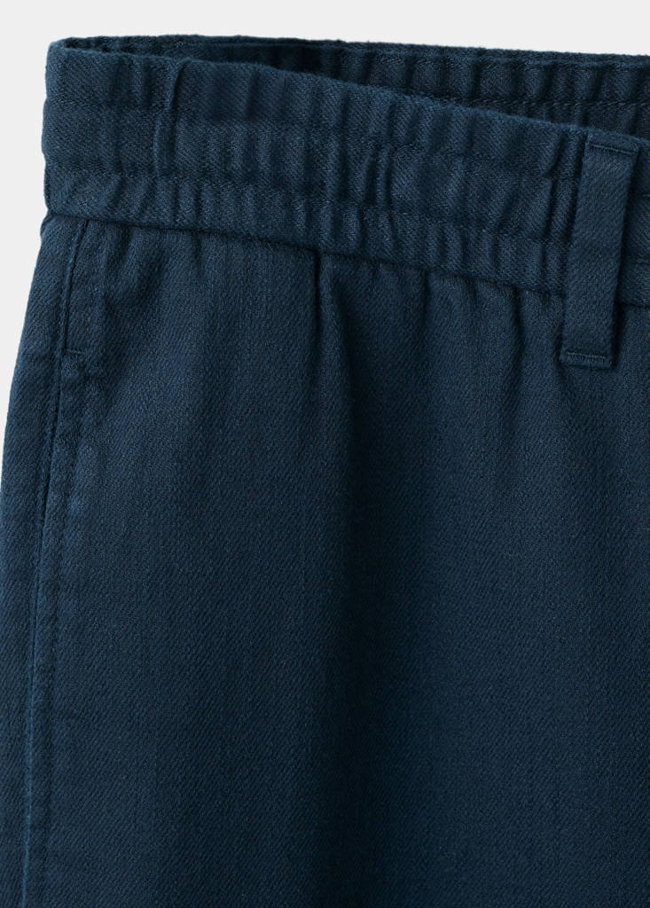 Relaxed fit cotton-linen blend trousers — Navy