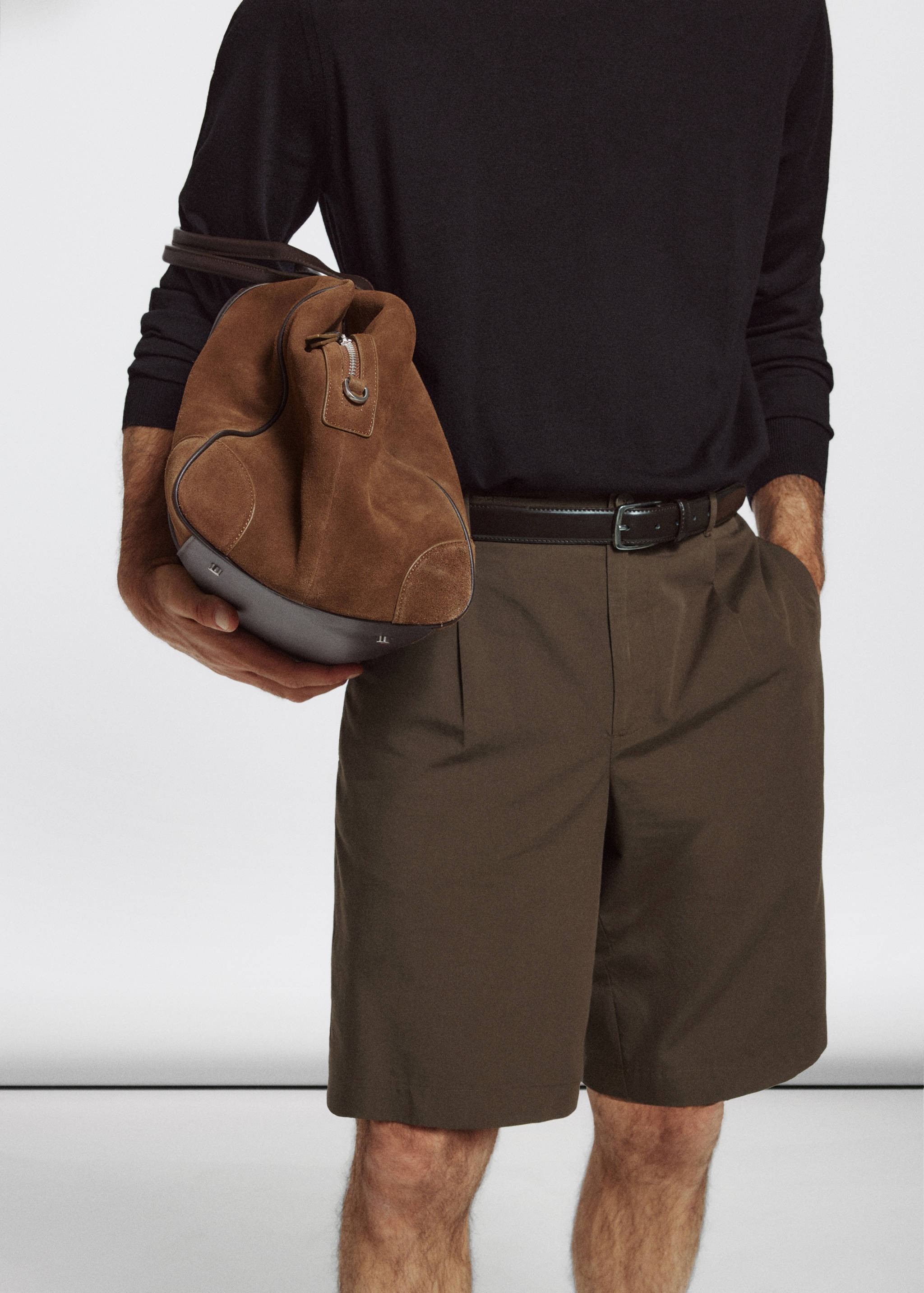 Lyocell cotton blend pleated bermuda shorts - Details of the article 3