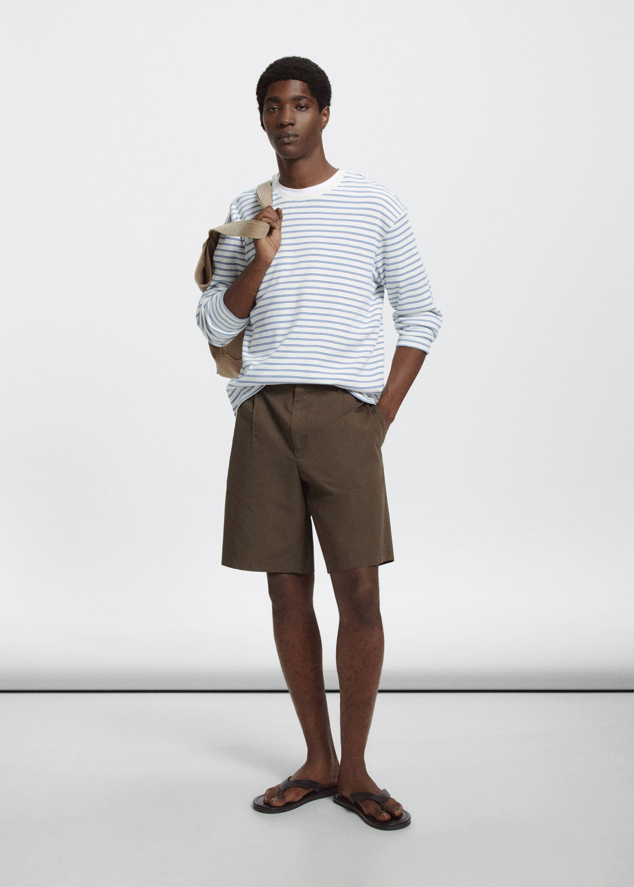 Lyocell cotton blend pleated bermuda shorts - General plane