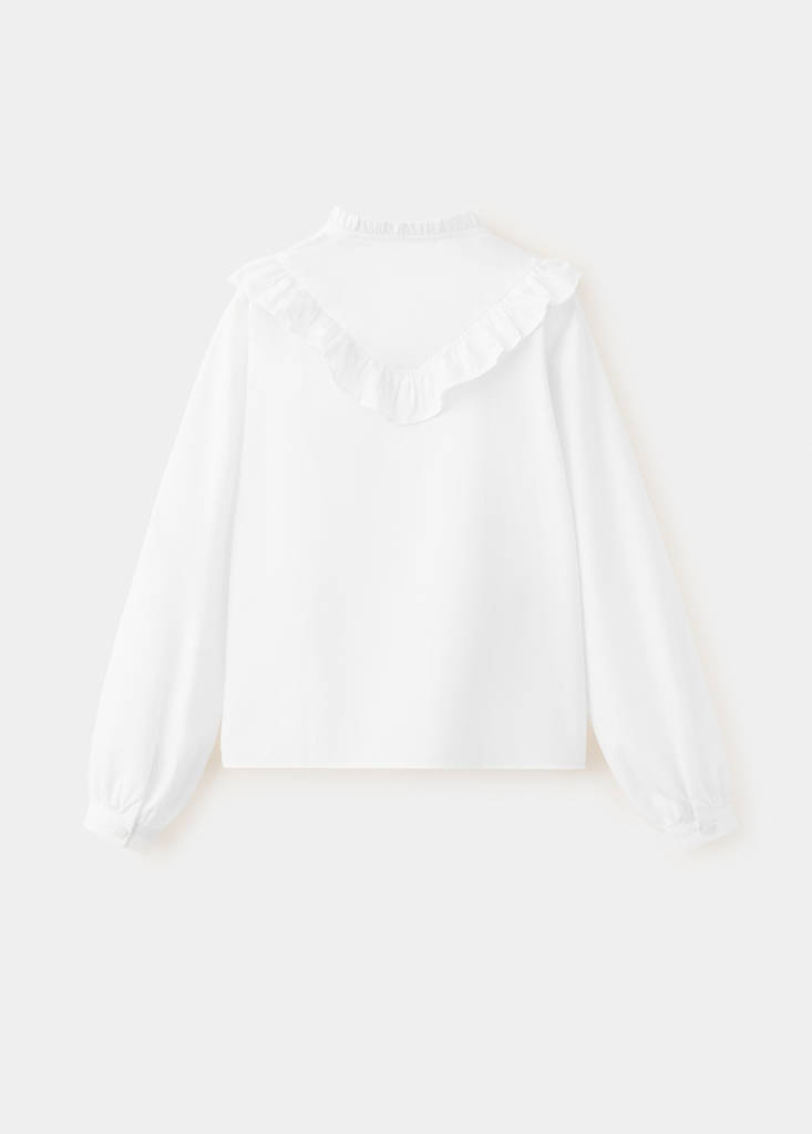 Ruffled cotton shirt — White