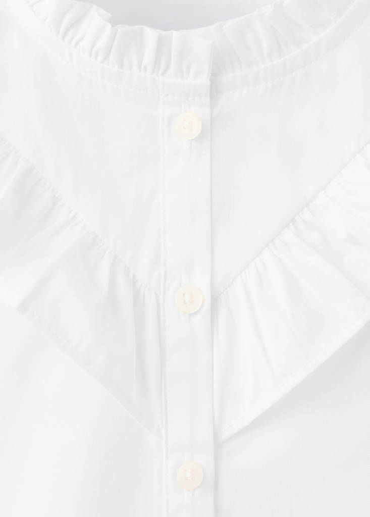 Ruffled cotton shirt — White