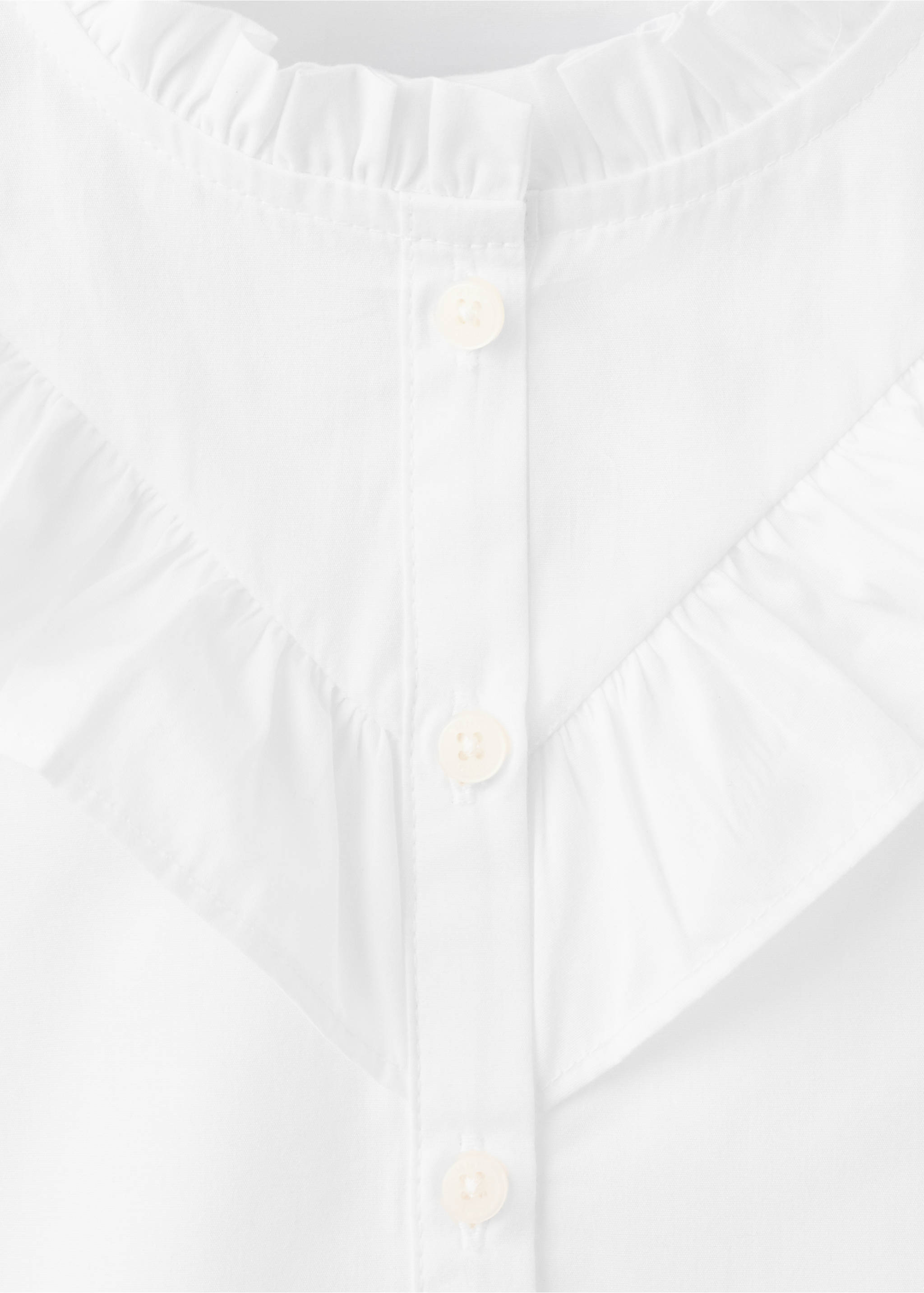 Ruffled cotton shirt - Details of the article 8, White. Ref: 37042891-00.