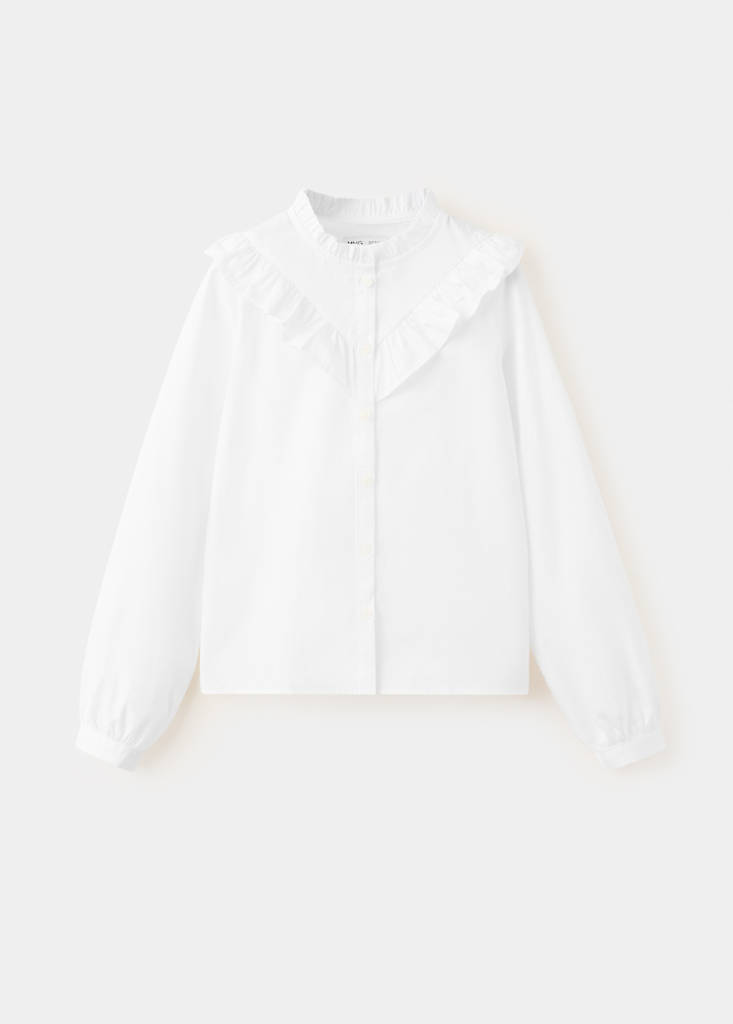 Ruffled cotton shirt — White