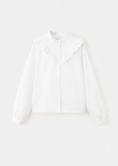 Ruffled cotton shirt — White 1