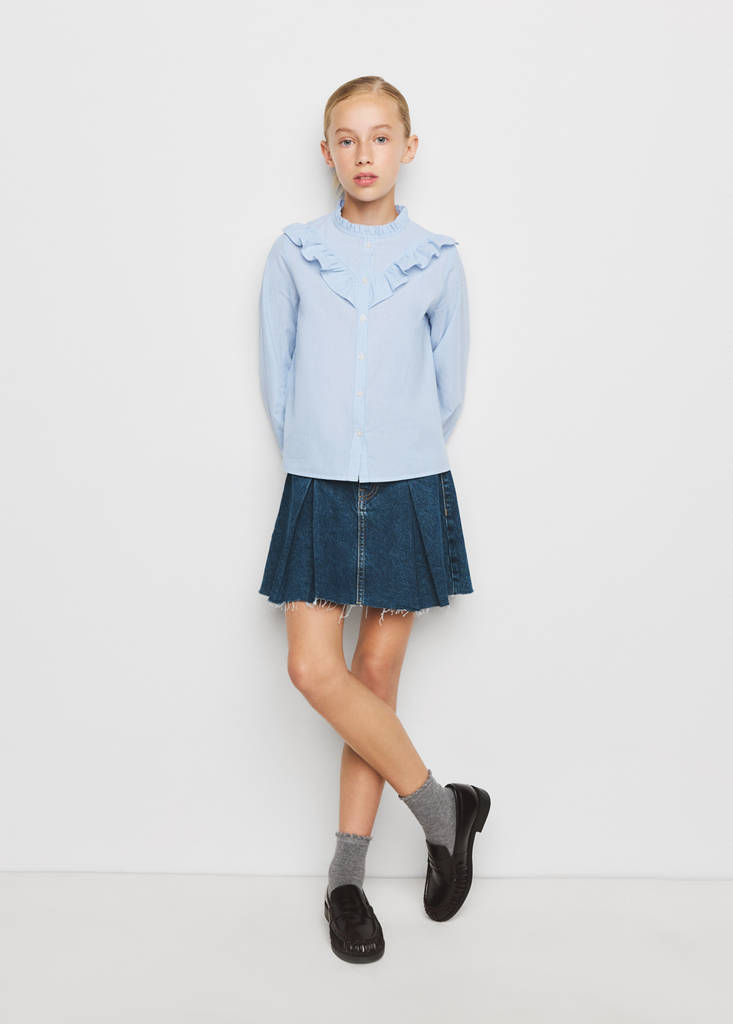 Ruffled cotton shirt — Blue