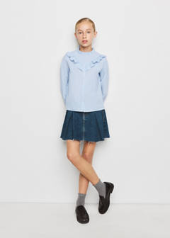 Ruffled cotton shirt — Blue 2