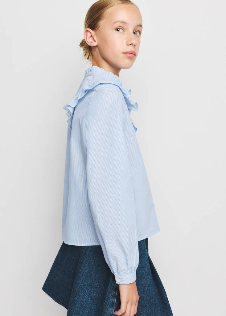 Ruffled cotton shirt — Blue