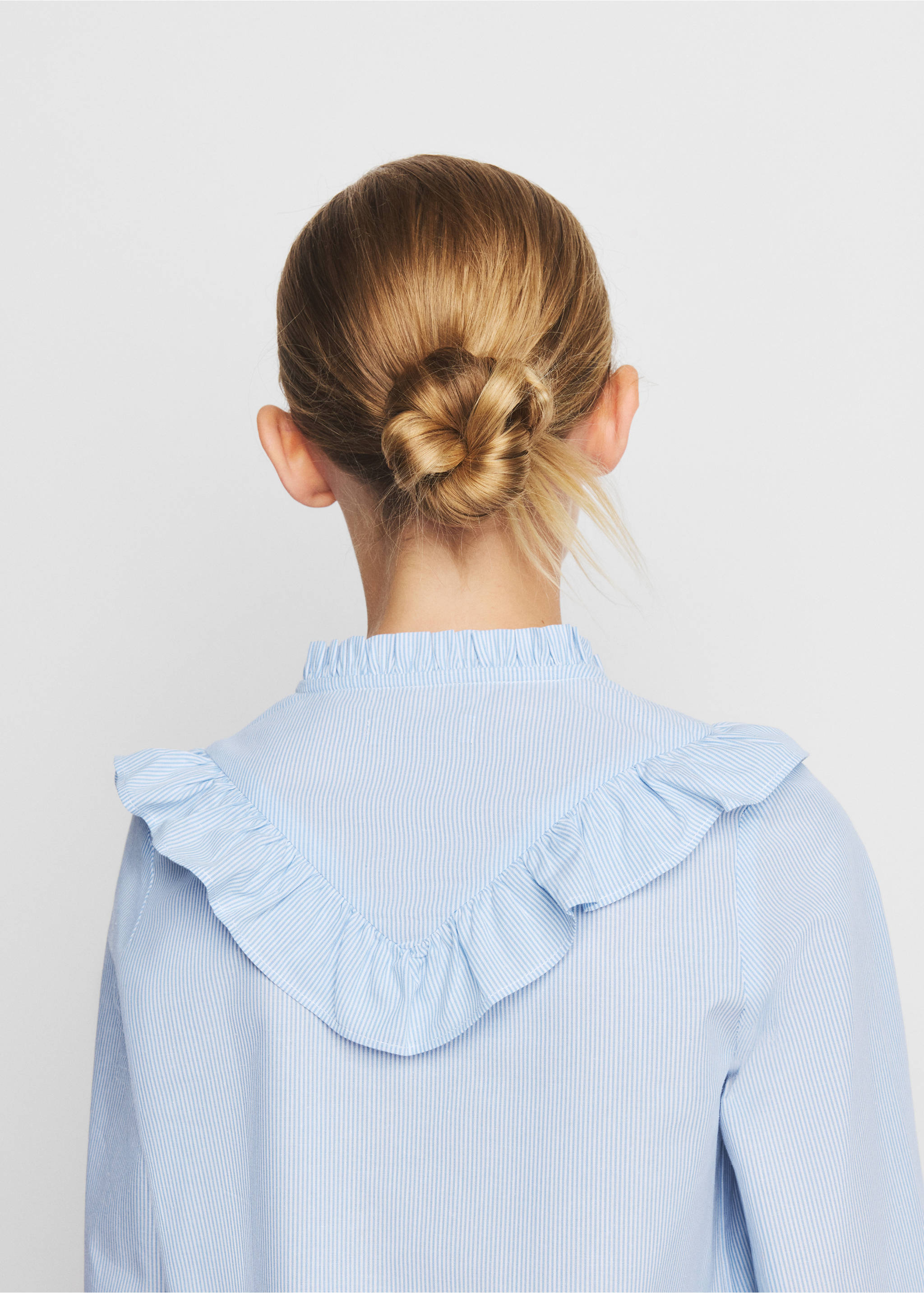 Ruffled cotton shirt - Details of the article 1, Blue. Ref: 37042891-00.