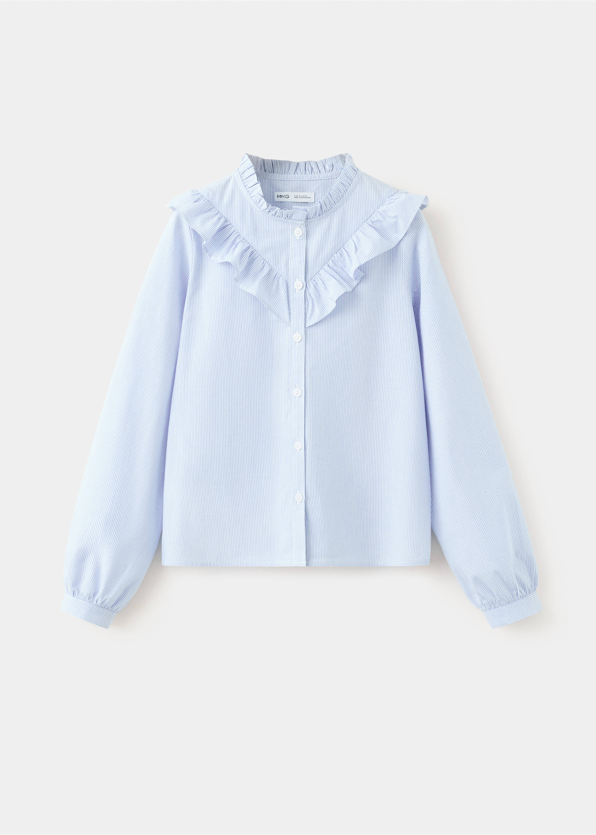 Ruffled cotton shirt - Article without model, Blue. Ref: 37042891-00.