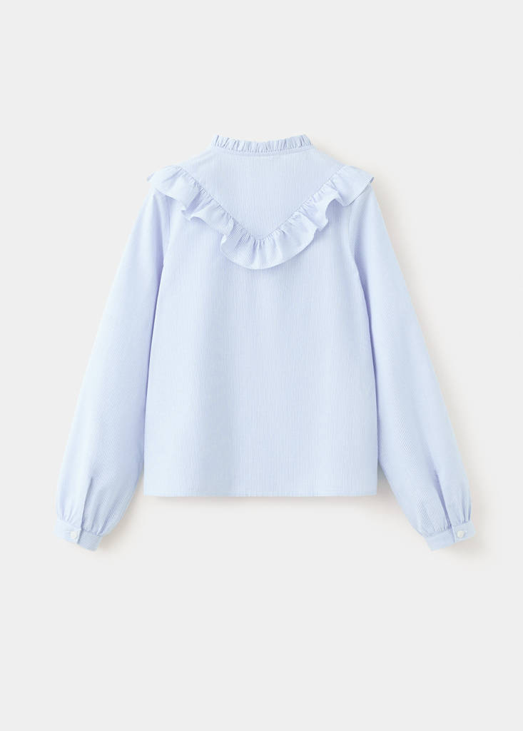 Ruffled cotton shirt — Blue