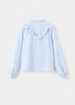 Ruffled cotton shirt — Blue 6