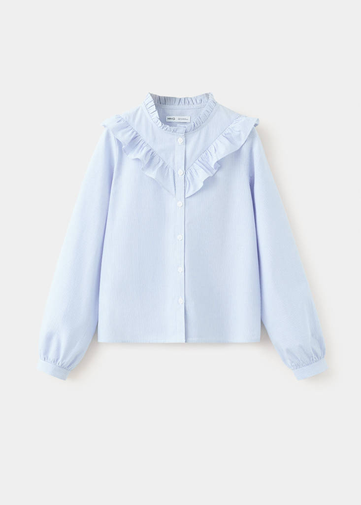 Ruffled cotton shirt — Blue