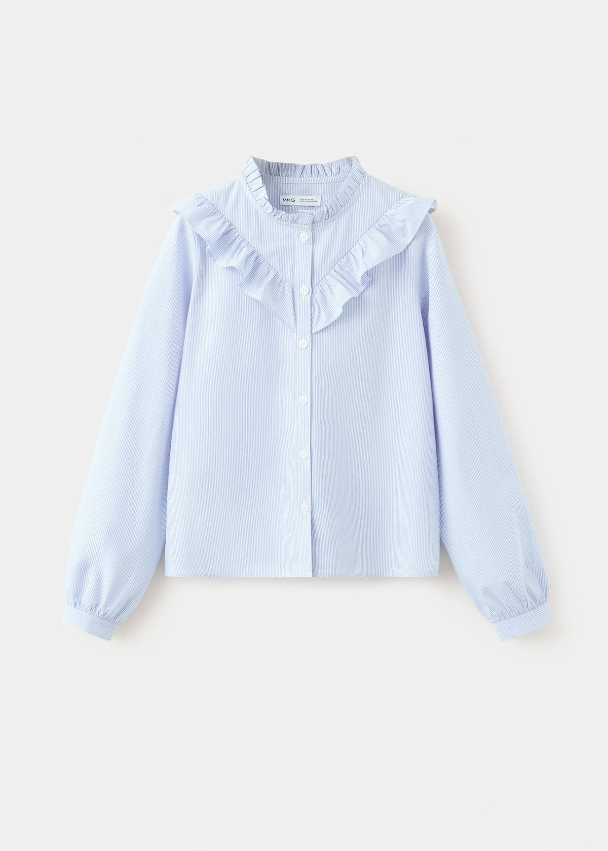 Ruffled cotton shirt — Blue