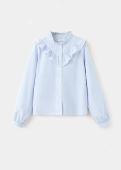 Ruffled cotton shirt — Blue 3