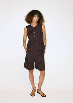 Straight mid-rise bermuda shorts — Chocolate 2
