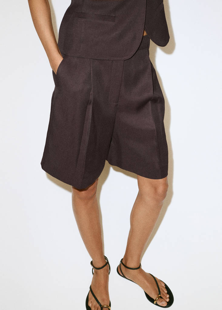 Straight mid-rise bermuda shorts — Chocolate