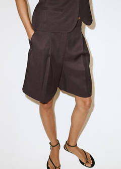 Straight mid-rise bermuda shorts — Chocolate 1