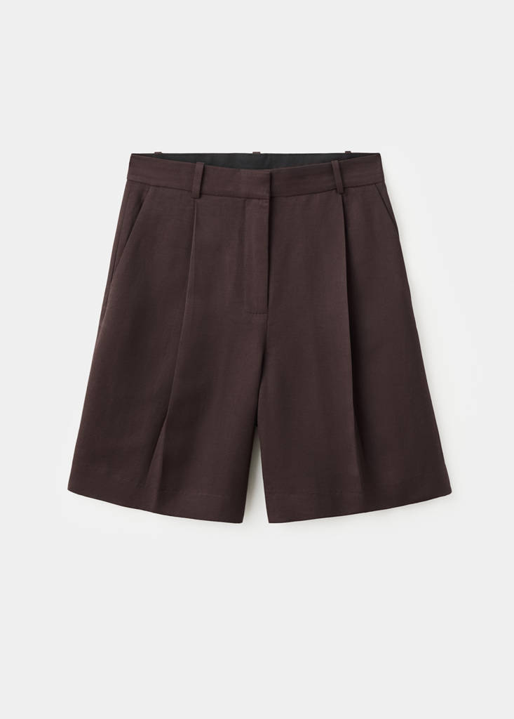 Straight mid-rise bermuda shorts — Chocolate
