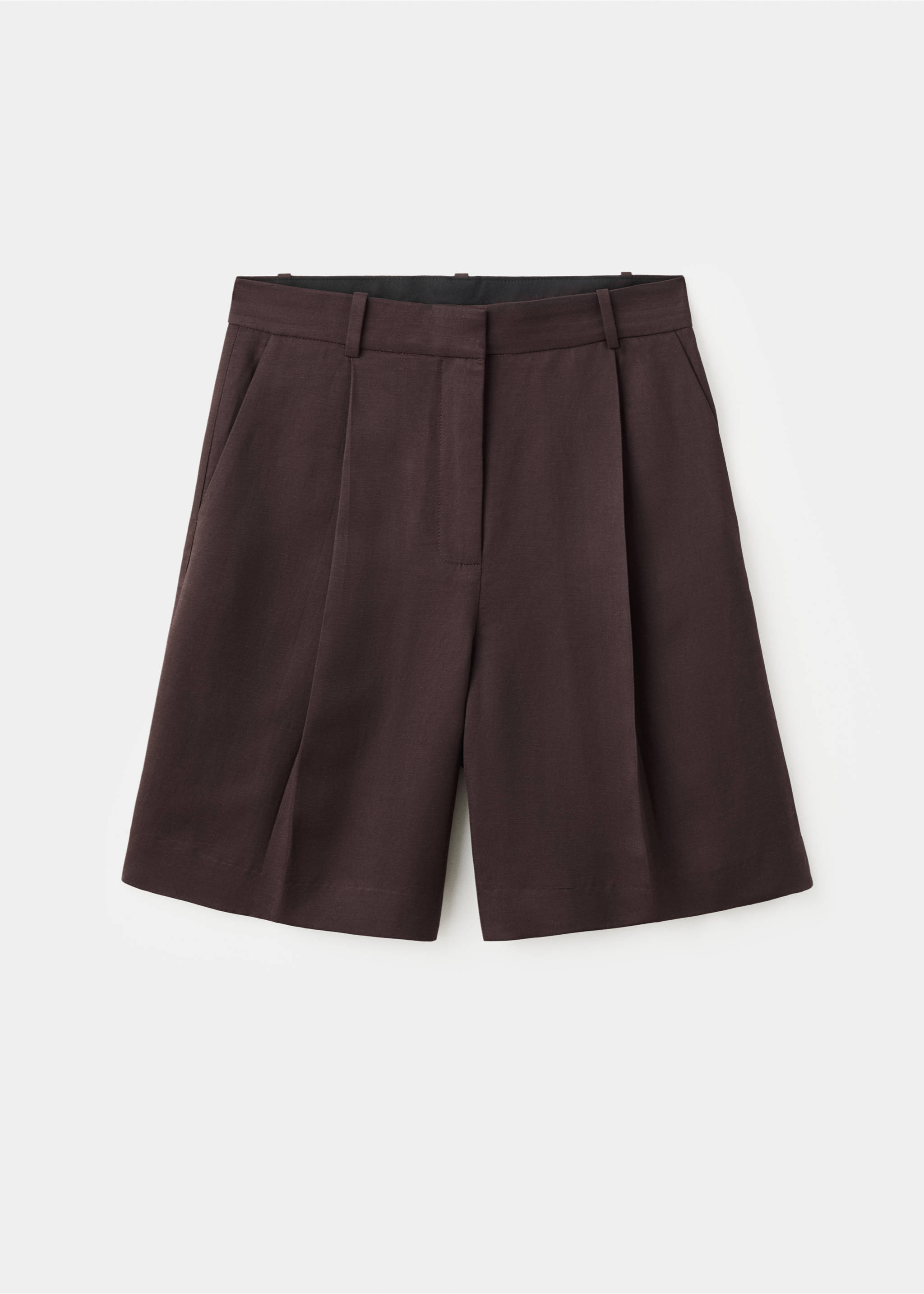 Straight mid-rise bermuda shorts - Article without model, Chocolate. Ref: 37042892-00.
