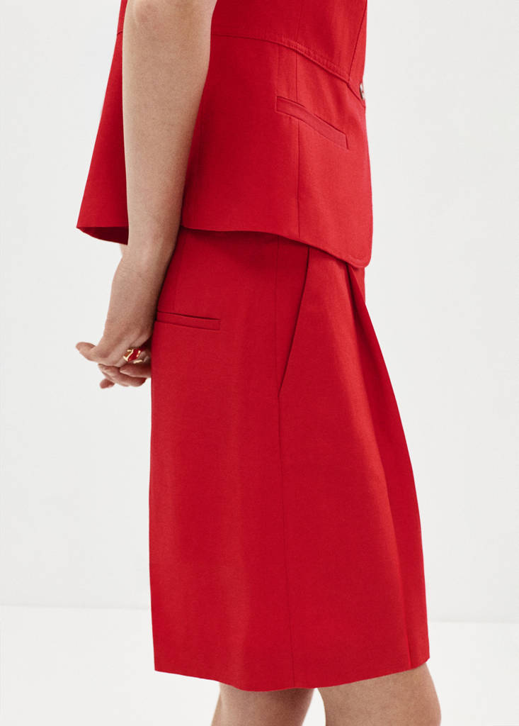 Straight mid-rise bermuda shorts — Red