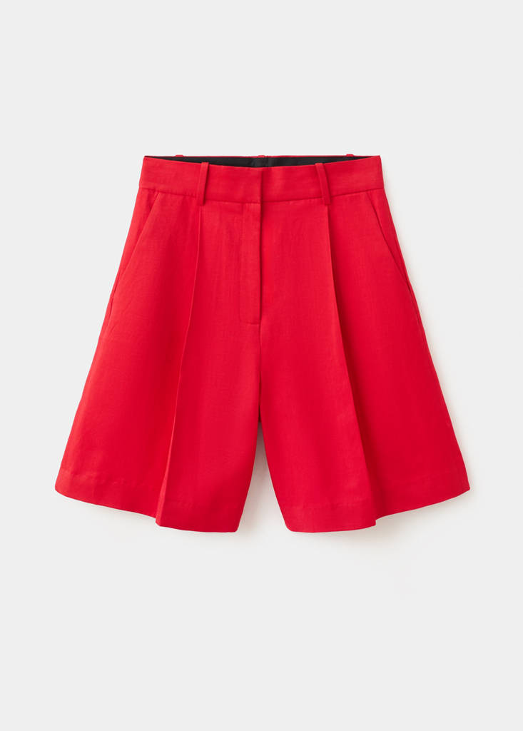 Straight mid-rise bermuda shorts — Red