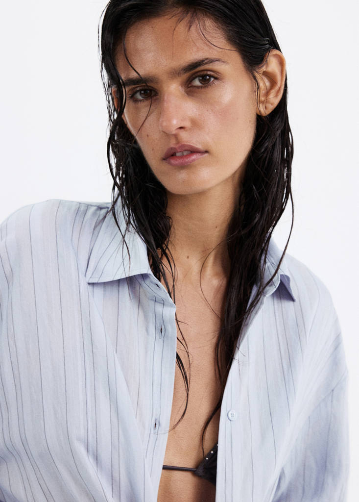 Oversize striped shirt — Blue