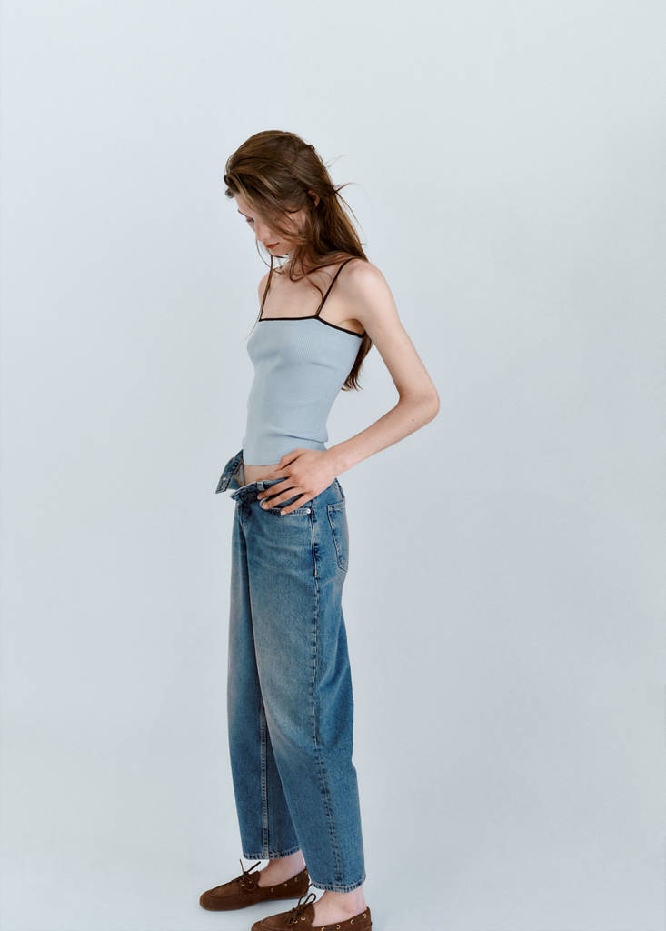 Fitted ribbed top — Sky Blue
