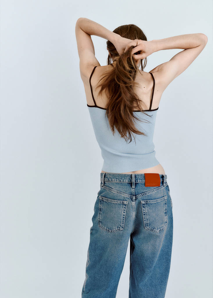 Fitted ribbed top — Sky Blue
