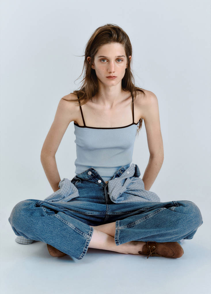 Fitted ribbed top — Sky Blue