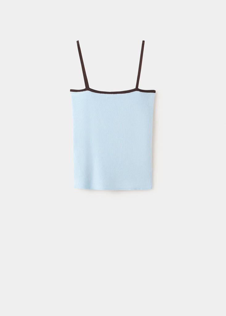 Fitted ribbed top — Sky Blue
