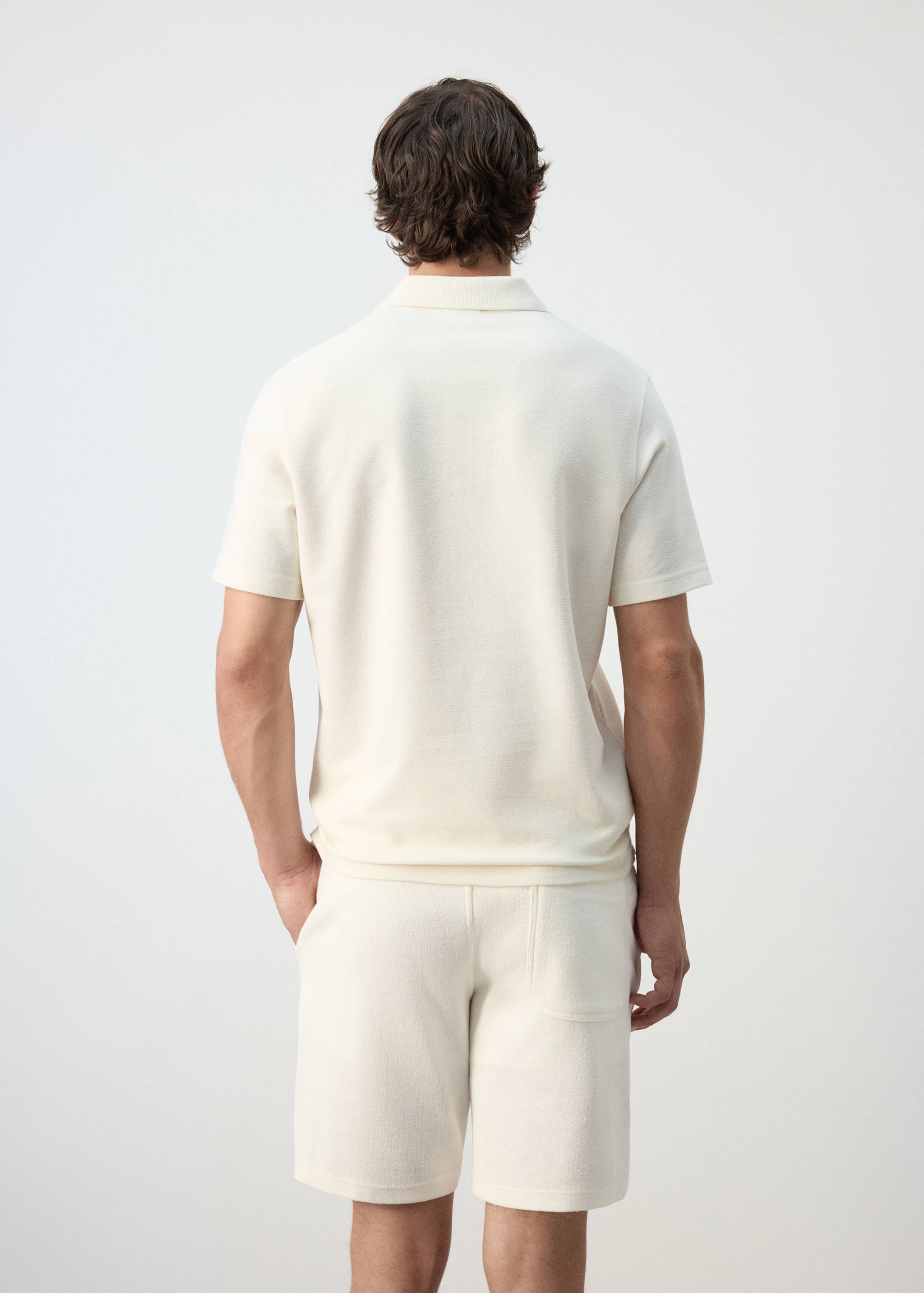Textured cotton blend polo - Reverse of the article