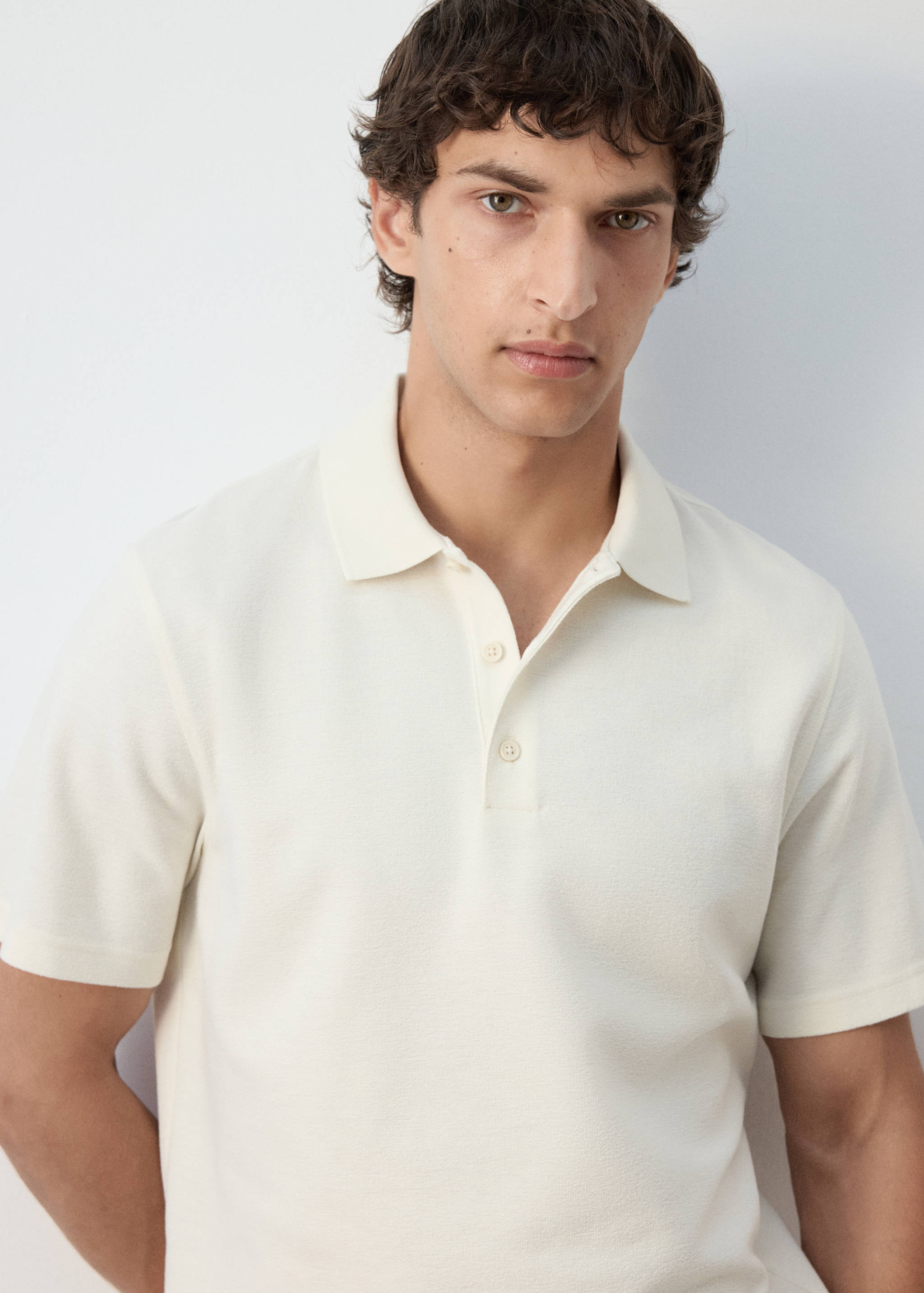 Textured cotton blend polo - Details of the article 1
