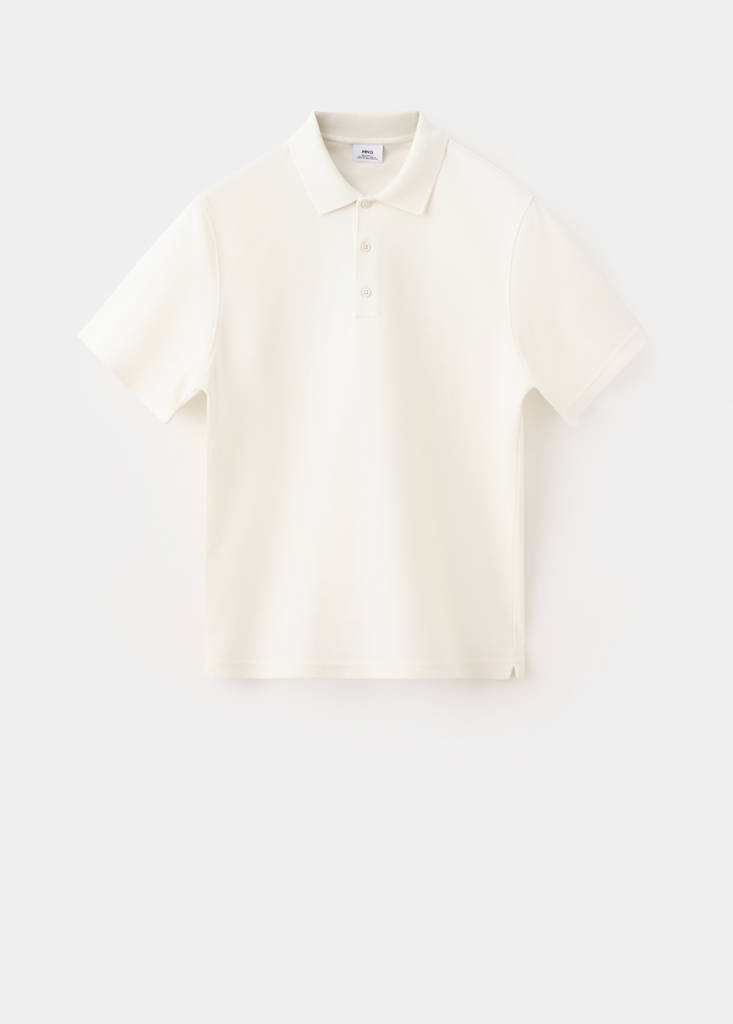 Textured cotton blend polo — White