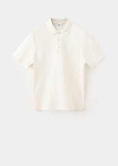 Textured cotton blend polo — White 6