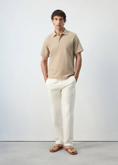 Textured cotton blend polo — Beige 2
