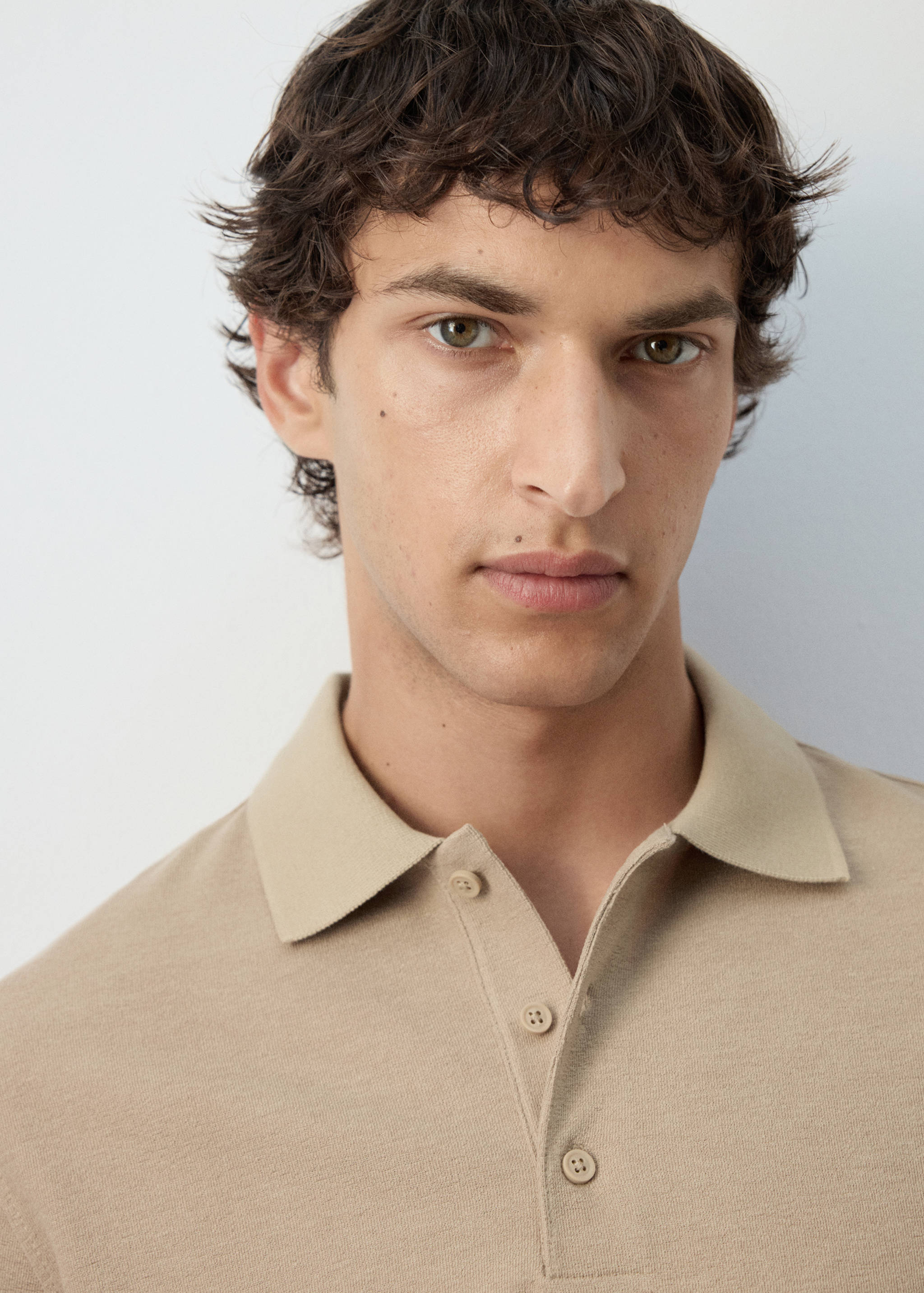 Textured cotton blend polo - Details of the article 1