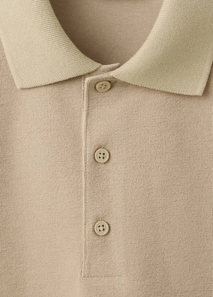 Textured cotton blend polo — Beige