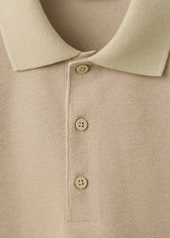 Textured cotton blend polo — Beige 7