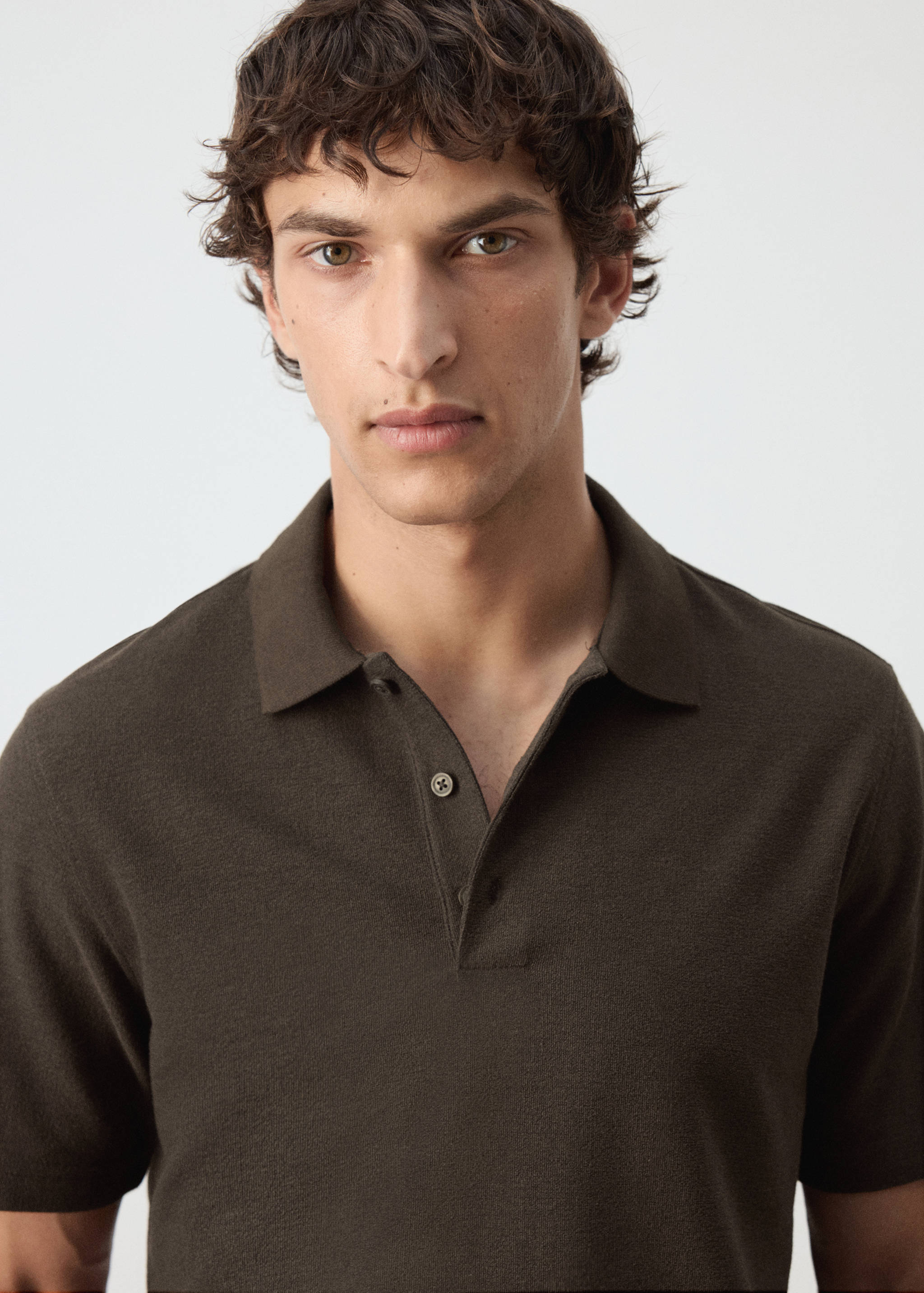 Textured cotton blend polo - Details of the article 1